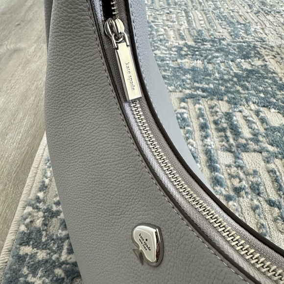 Kate Spade Kayla Crescent Leather Shoulder Bag | Mountain Grey - Picture 8 of 15